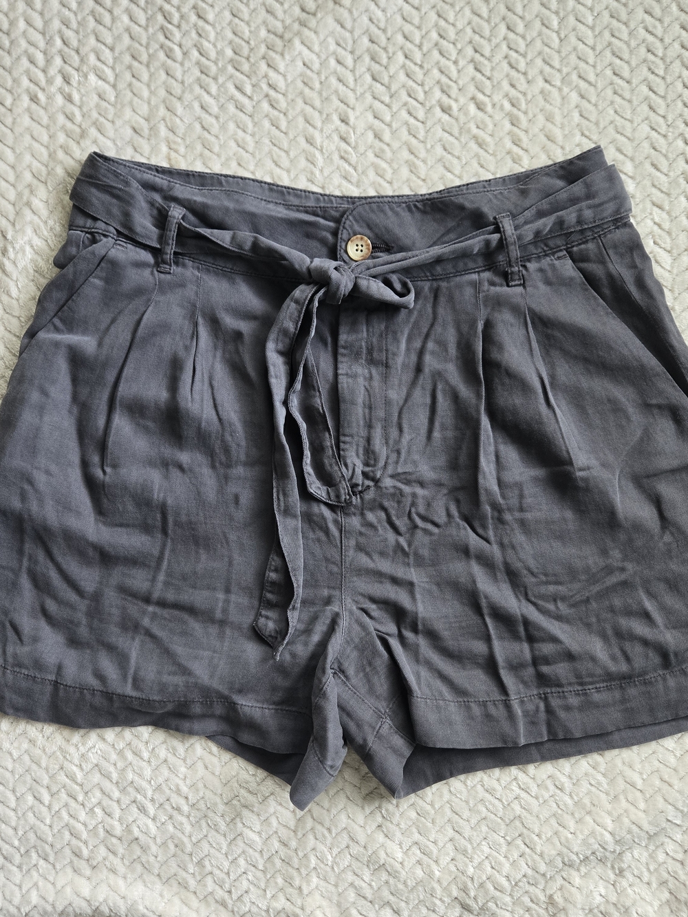 Faherty Charcoal Tie-Waist High-Rise Shorts